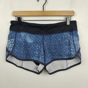 Lululemon Speed Shorts Womens 8 Blue Sashiko Inkwell‎ Lined Running Swift